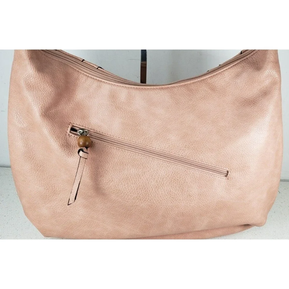 Kensie Hobo Peach/Pink Large Satchel Shoulder Handbag